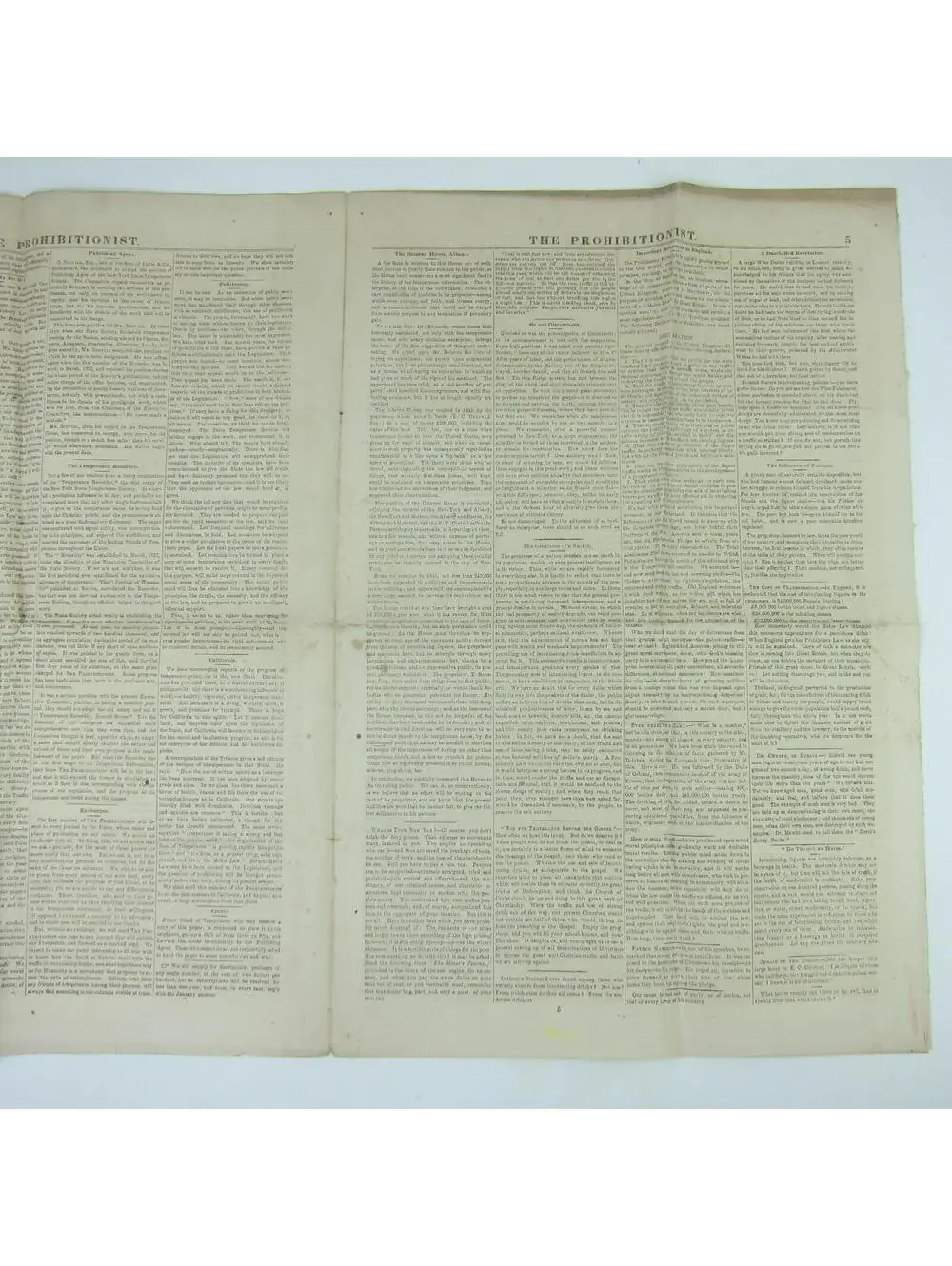 The Prohibitionist Newspaper New York Temperance Society #1 Antique 1854 RARE